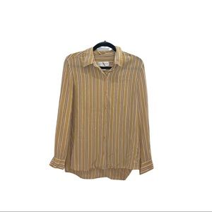 Vintage Silk Evan Picone Striped Button Down